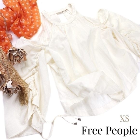 Free People Cream Cold Shoulder Top Sz Xs - Picture 1 of 15